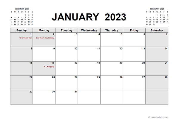 2023 calendar template word