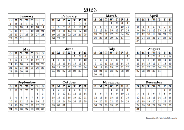 Free Printable Year Calendar 2023