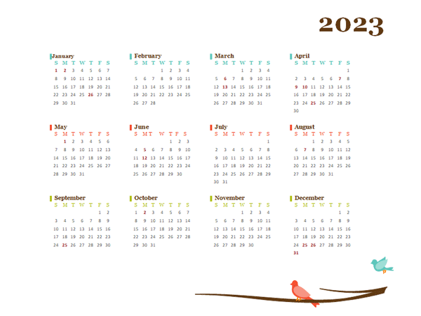 2023 Yearly Indonesia Calendar Design Template Free Printable Templates 