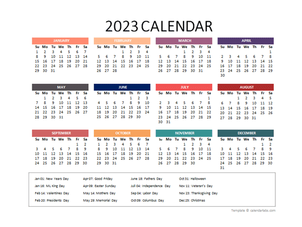 2023 Yearly Powerpoint Calendar Slide - Free Printable Templates