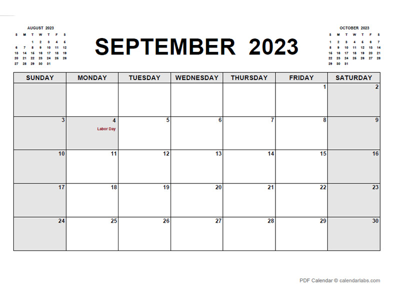September 2023 Calendar | CalendarLabs