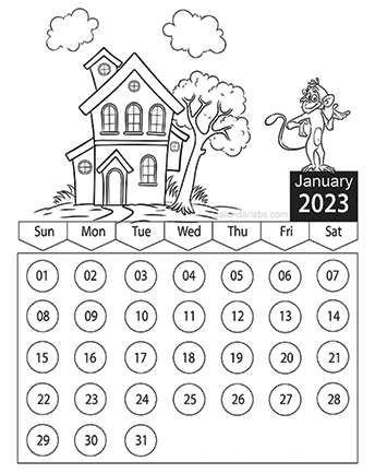 2023 Coloring Pages Calendar - CalendarLabs