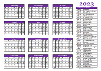 2023 Christian Calendar Christian Religious Festival Calendar 2023