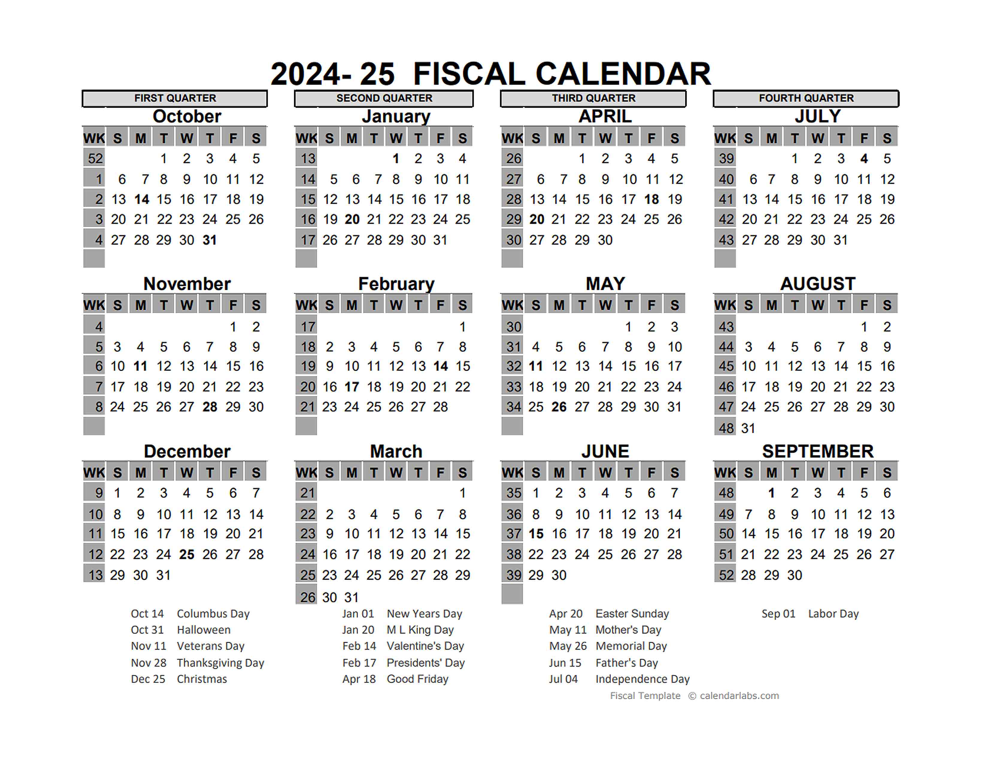2024 US Fiscal Year Template Free Printable Templates