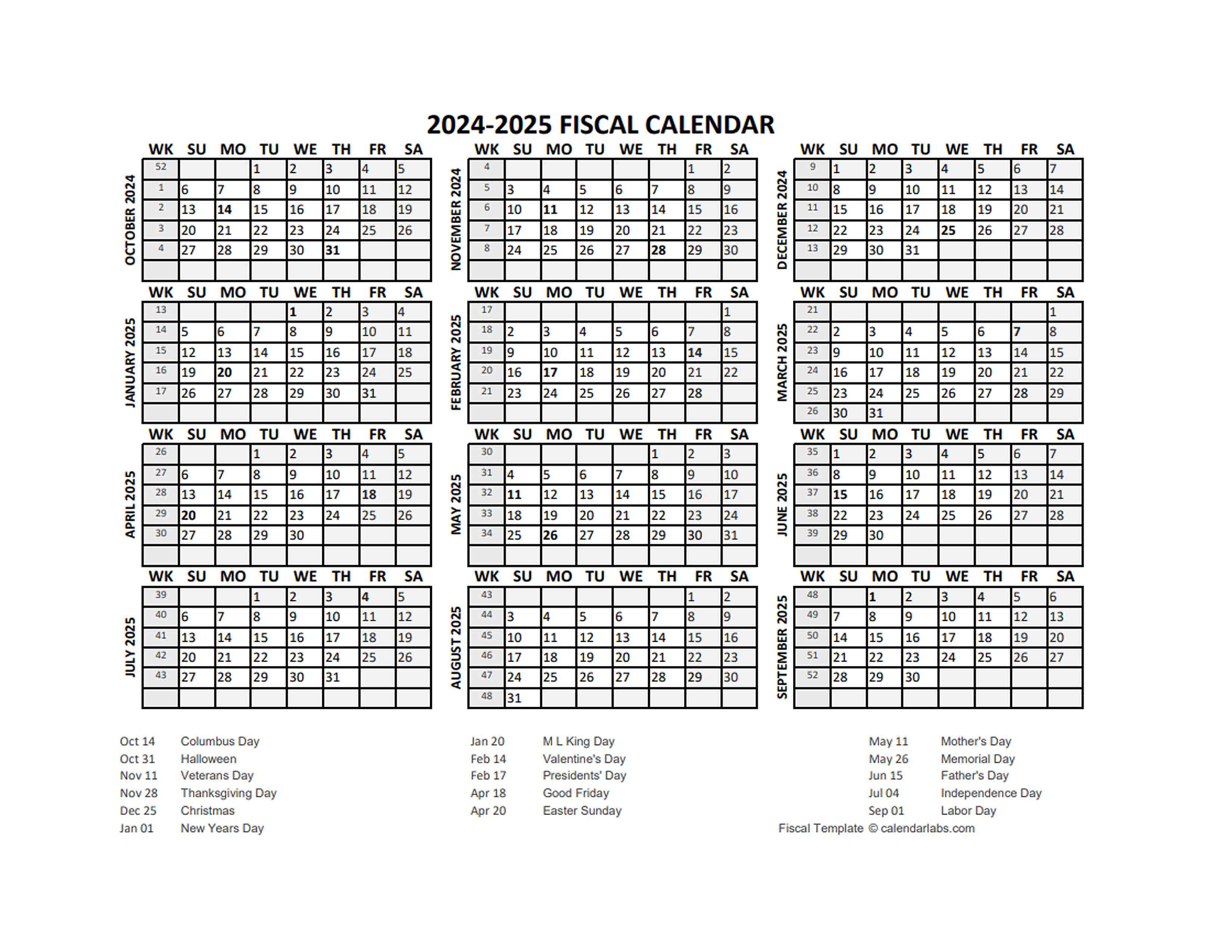 Fiscal Calendar 20242024 Templates Free Printable Templates