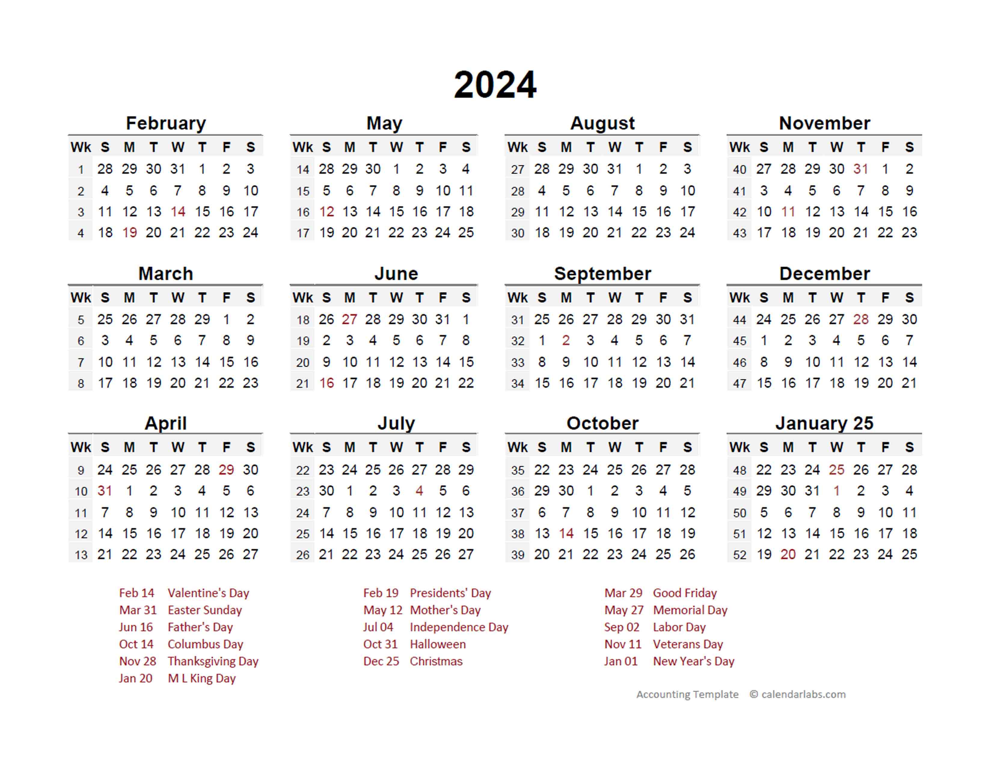 2024 Accounting Period Calendar 4 4 5 