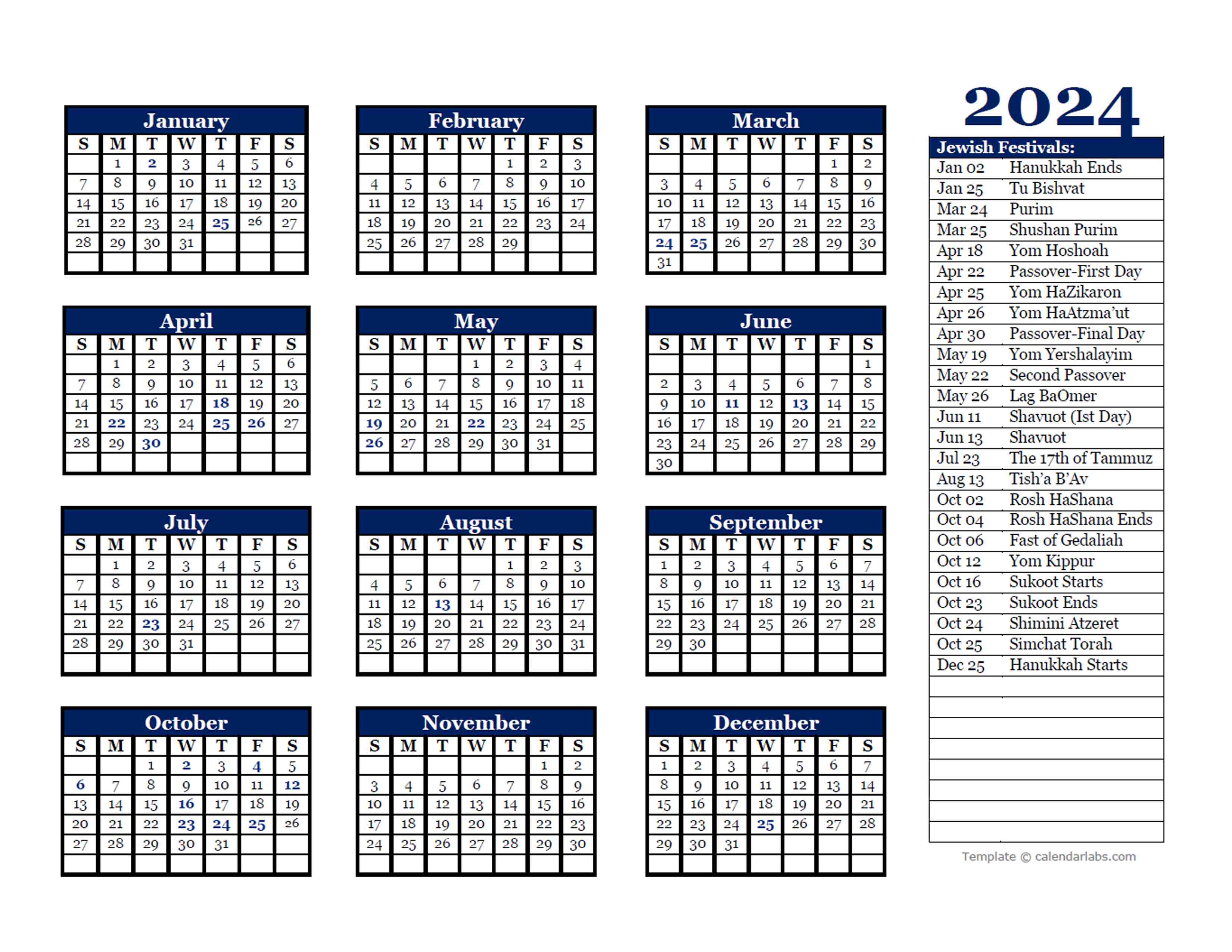 Hebrew Calendar 2024 Printable Calendar 2023