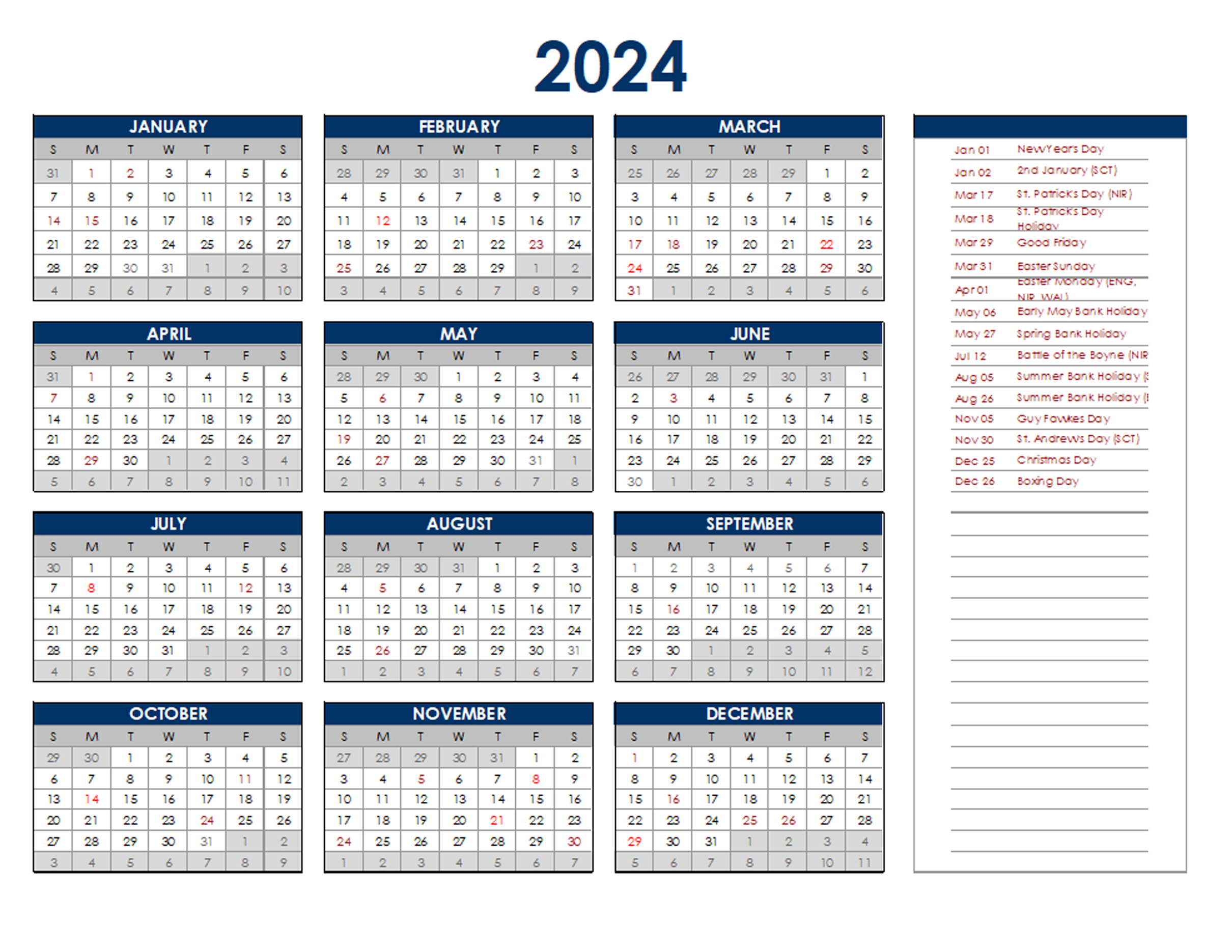 Calendar 2024 Uk With Bank Holidays Excelpdfword Templates Www vrogue co