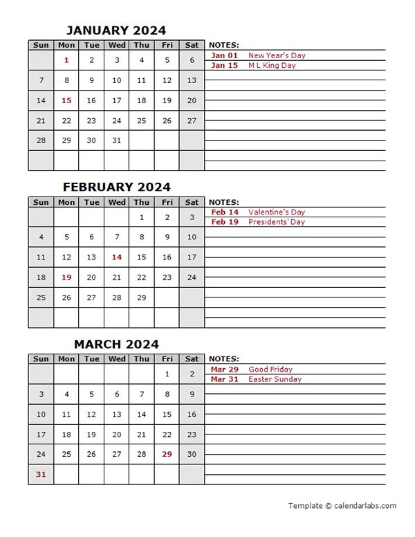 2024 Blank Printable Calendar Free Printable Templates