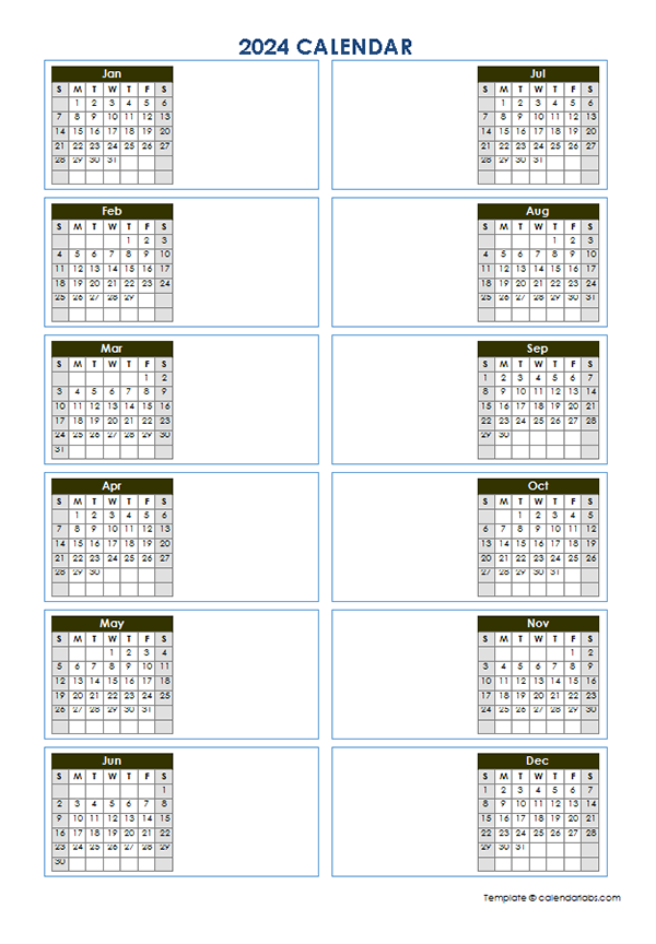 2024 Calendar Vertical Printable Truda Hilliary
