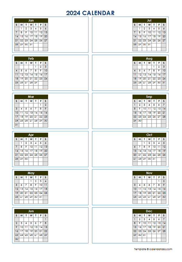 Printable Yearly Calendar 2024 Full Year Free Printable Calendars 