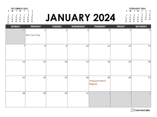 2024 Calendar Planner Malaysia Excel Free Printable Templates