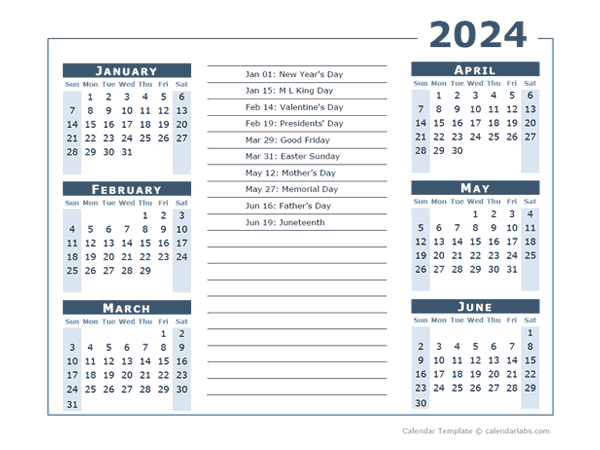 Printable Calendar 2024 6 Months Per Page Chery Deirdre