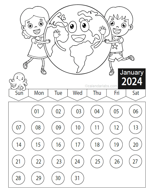 2024 Monthly Calendar With Holidays Free Printable Coloring Lula Sindee