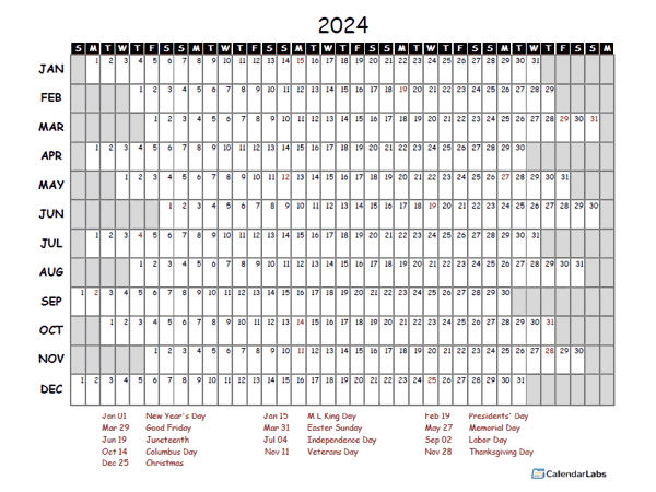 2024 Excel Calendar Project Timeline - Free Printable Templates