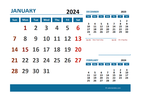 2024 Calendar Template Excel With Holidays
