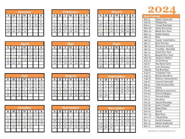 2024 Hindu Festivals Calendar Template Free Printable Templates