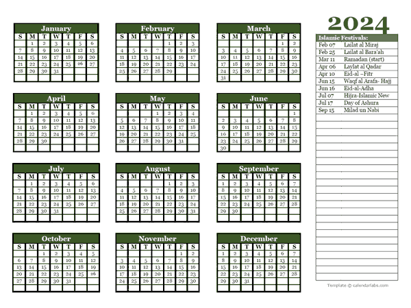 2024 Islamic Festivals Calendar Template Free Printable Templates