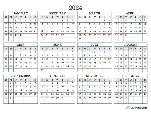 2024 Landscape Printable Calendar - Free Printable Templates