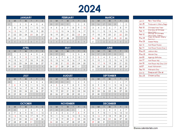 2024 Malaysia Annual Calendar Holidays 02 