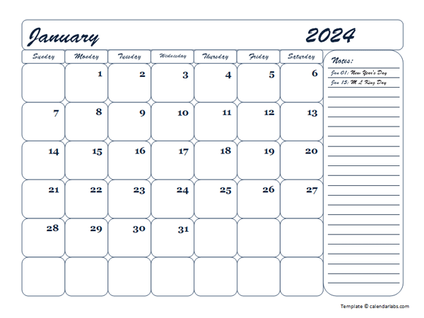 2024 Monthly Blank Calendar Template Free Printable Templates