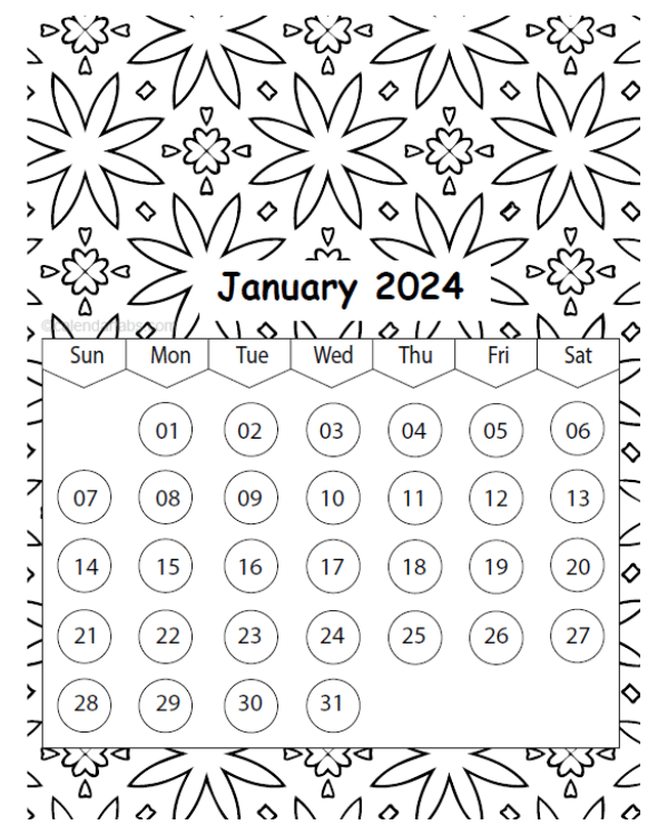 Colorable Calendar 2024 Farra Jeniece