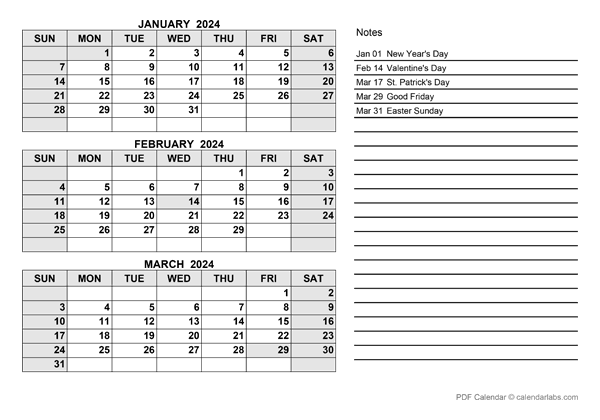 2024 Philippines Quarterly Calendar With Holidays Free Printable 