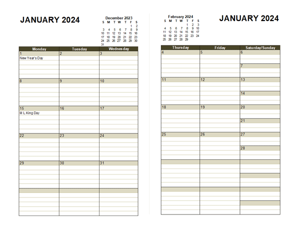 2024 2024 Two Page Monthly Calendar Printable 2024 CALENDAR PRINTABLE