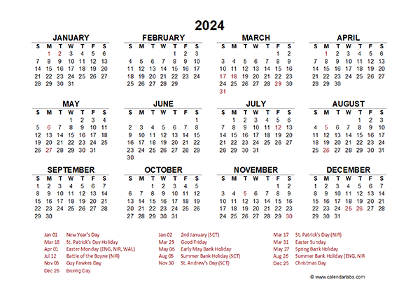 Uk Calendar 2024 With Bank Holidays Ardys Brittne
