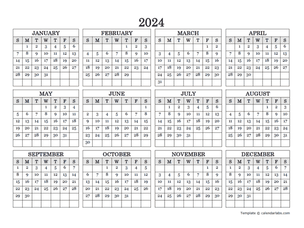 2024 Calendar Landscape Printable Free - Year Calendar 2024