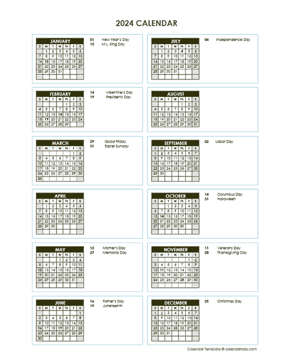 Monthly 2024 Printable Calendar Calendar Quickly 2024 Yearly Calendar 2024 Calendar Printable