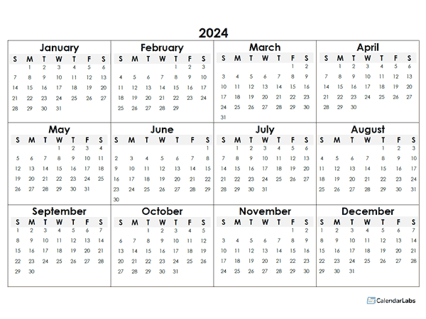 2024 Calendar Printable Small Lydia Rochell