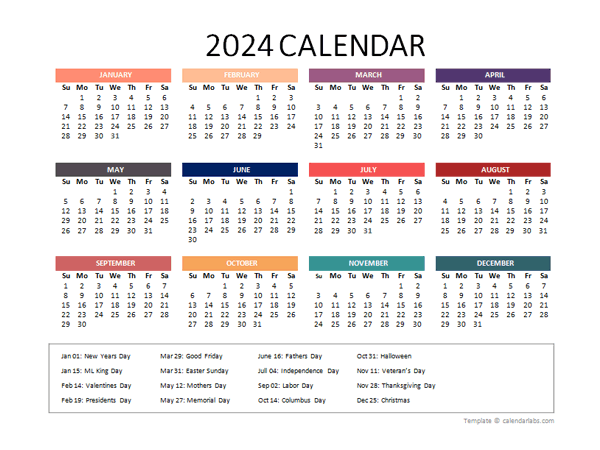 2024 Yearly Powerpoint Calendar Slide - Free Printable Templates