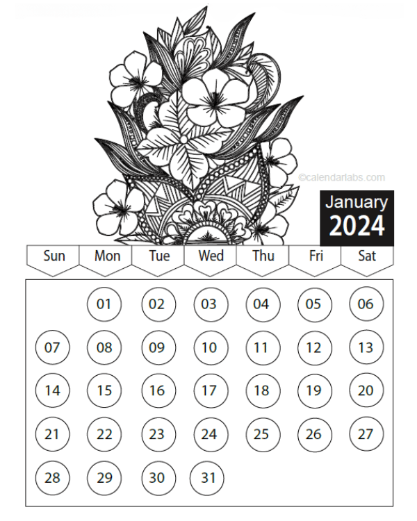 Free Printable Coloring Calendar 2024 Pdf viv