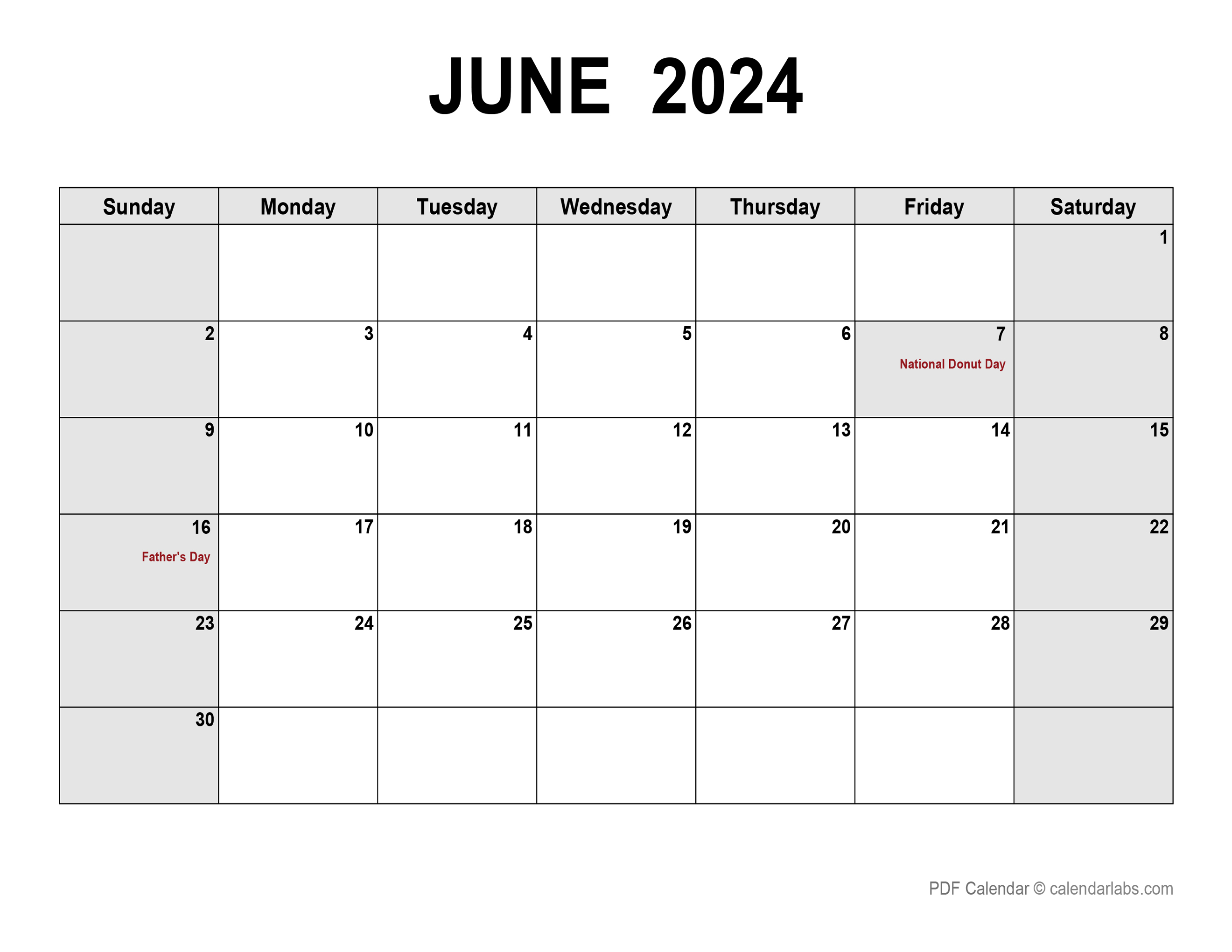 2024 June Calendar With Holidays Calendar Lyssa Rosalyn
