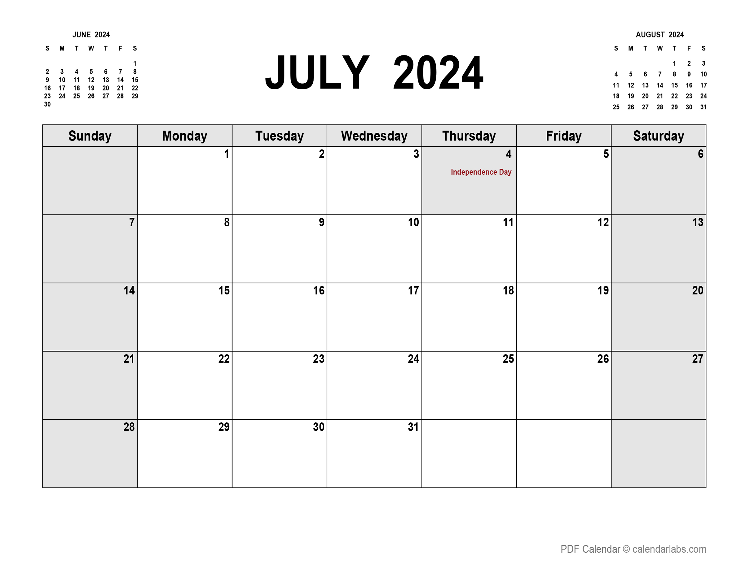 July Free Printable Calendar 2024 Calendar 2024