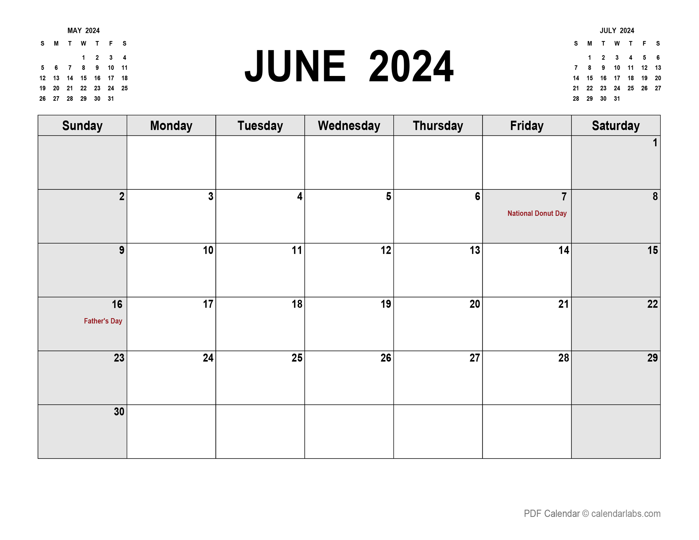 June 2024 Calendar PDF With Holidays June 2024 Calendar With Holidays