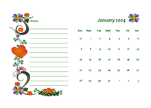 Pretty 2024 Calendar Free Printable Template - Cute Freebies For You