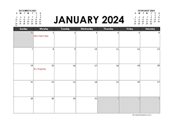 2024 Printable Calendar One Page With Holidays Excel Worksheet Hilde