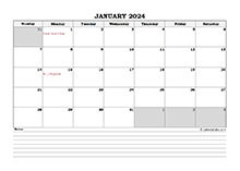 Modello Excel di calendario mensile 2024 / Calendario mensile 2024 con