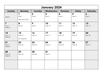 Julian Calendar 2024 Printable Lucie Robenia