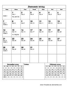 Free Printable 2024 Julian Calendar Templates CalendarLabs