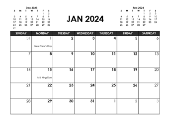 2024 Calendar Template For Microsoft Word Printable Calendar 2024