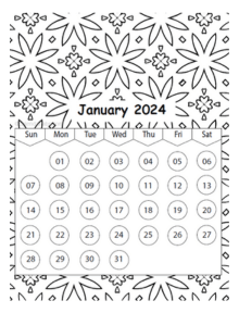 2024 coloring pages calendar calendarlabs