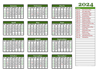 2024 Editable Yearly Calendar