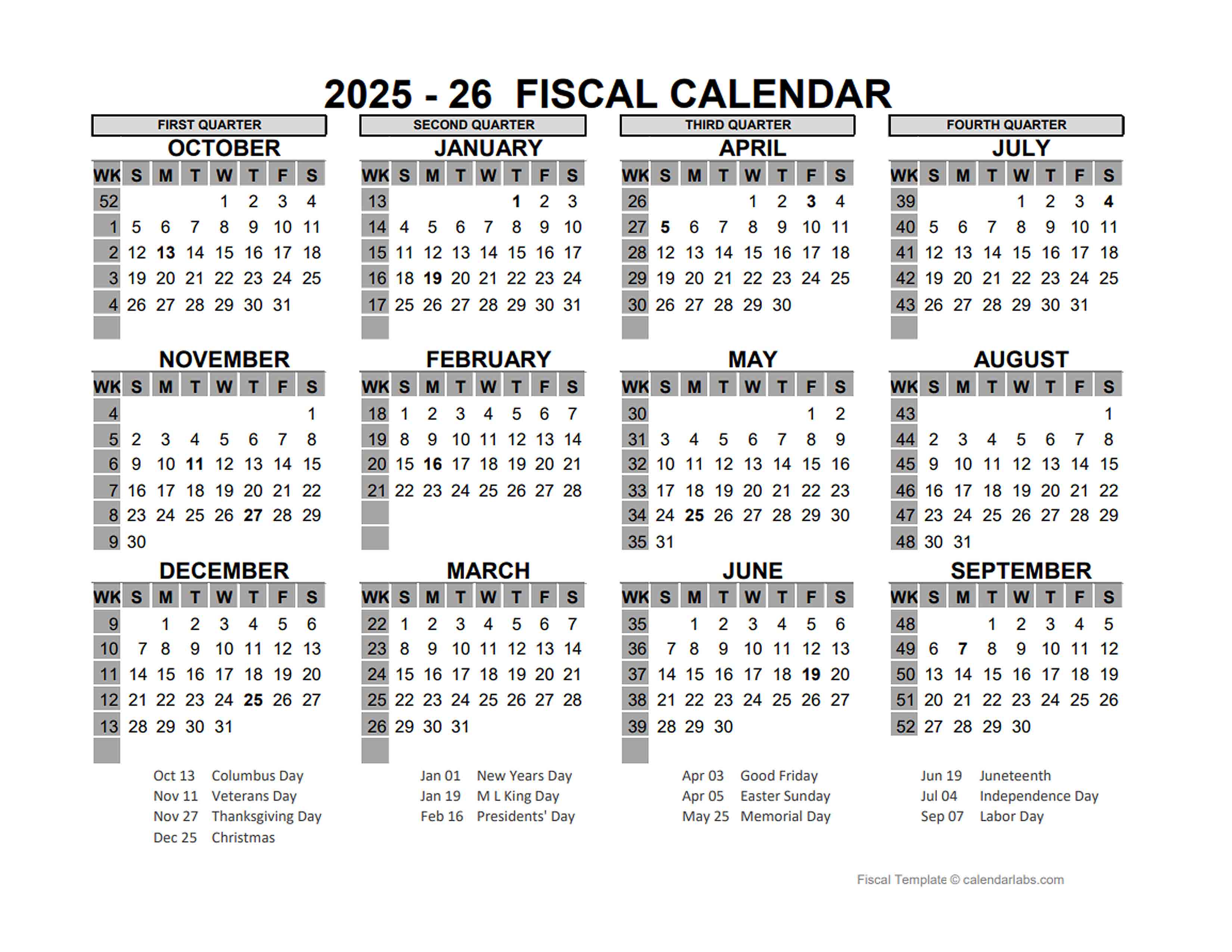 2025 US Fiscal Year Template Free Printable Templates