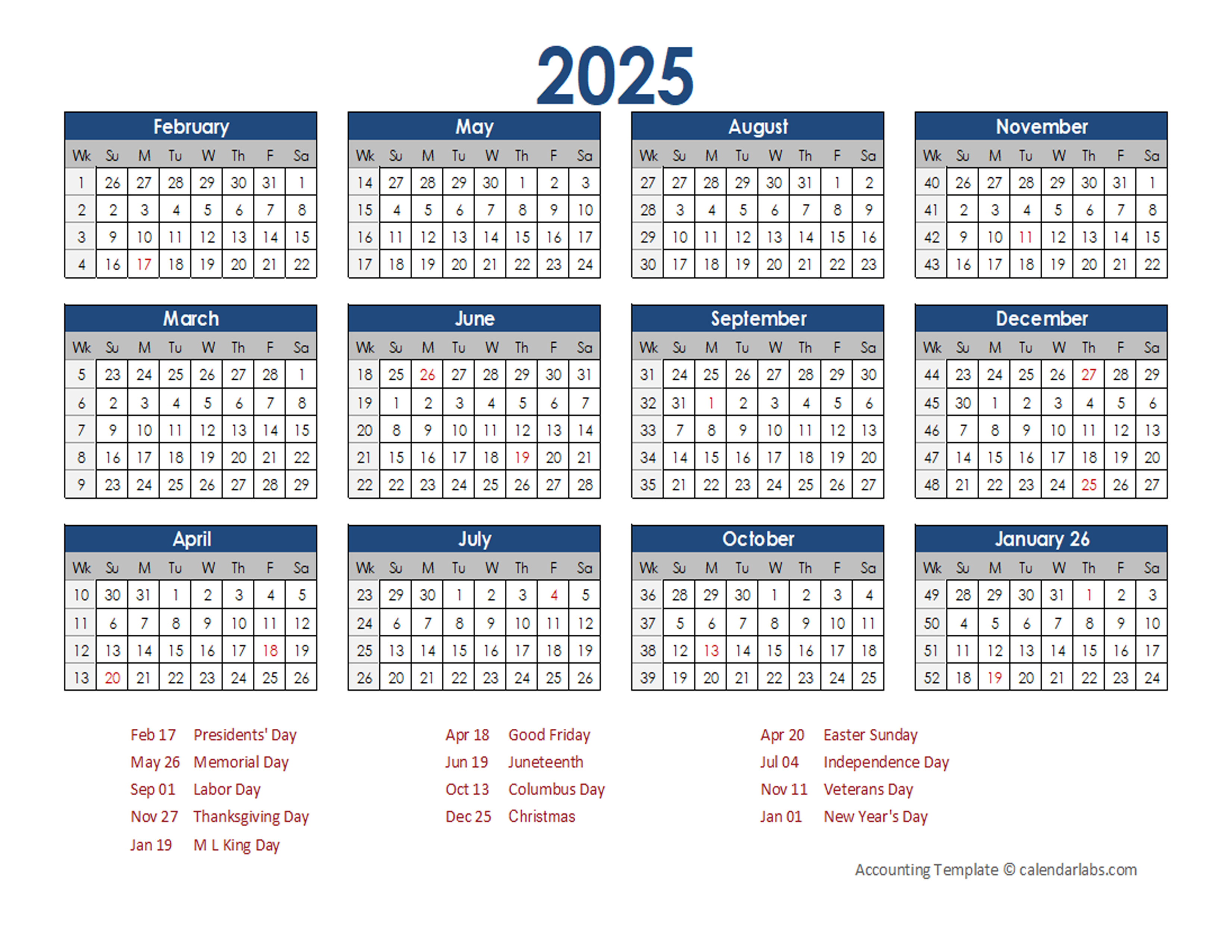 2025 Accounting Calendar 4-5-4 - Free Printable Templates