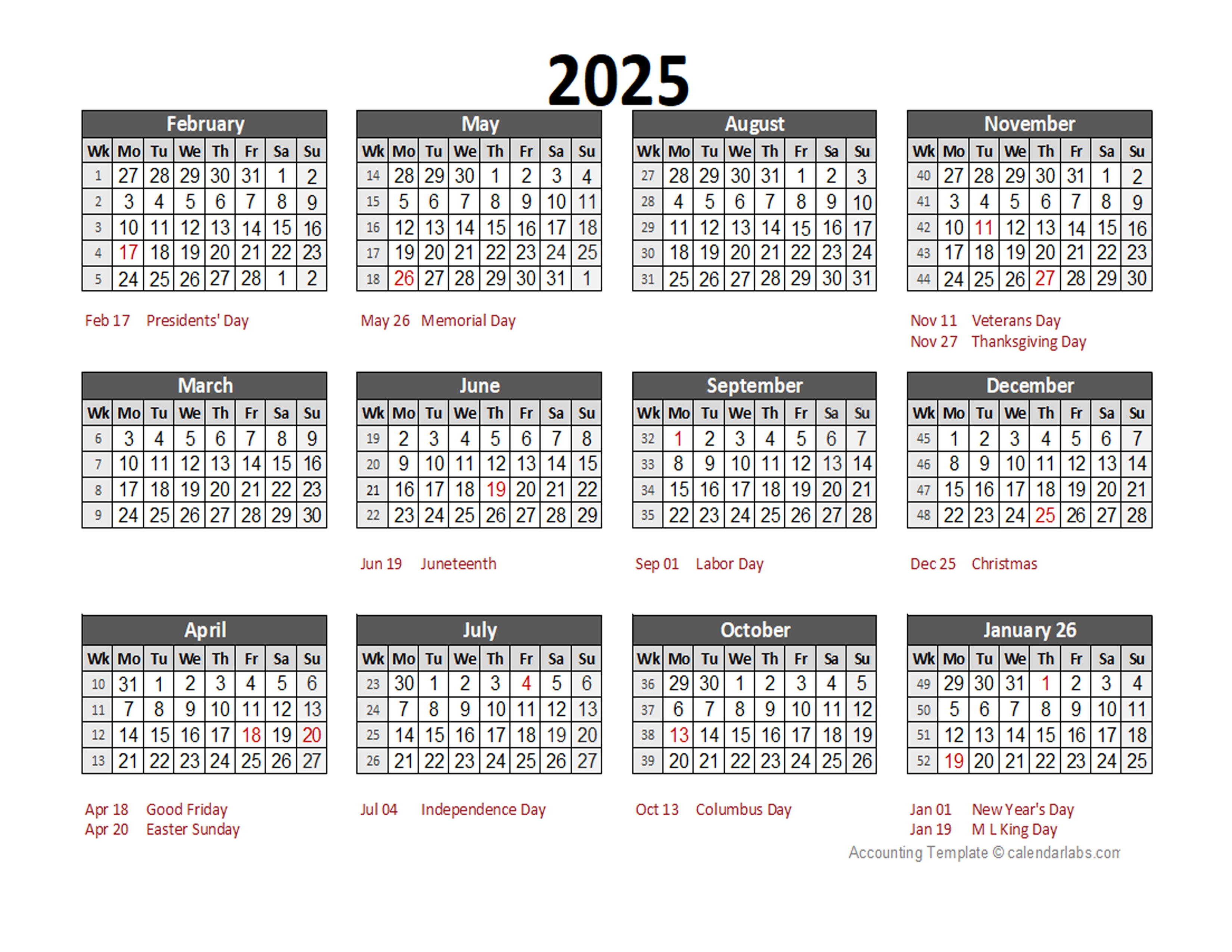 2025 Accounting Calendar 5-4-4 - Free Printable Templates