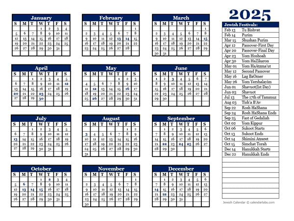 Calendar For Jewish Holidays 2025