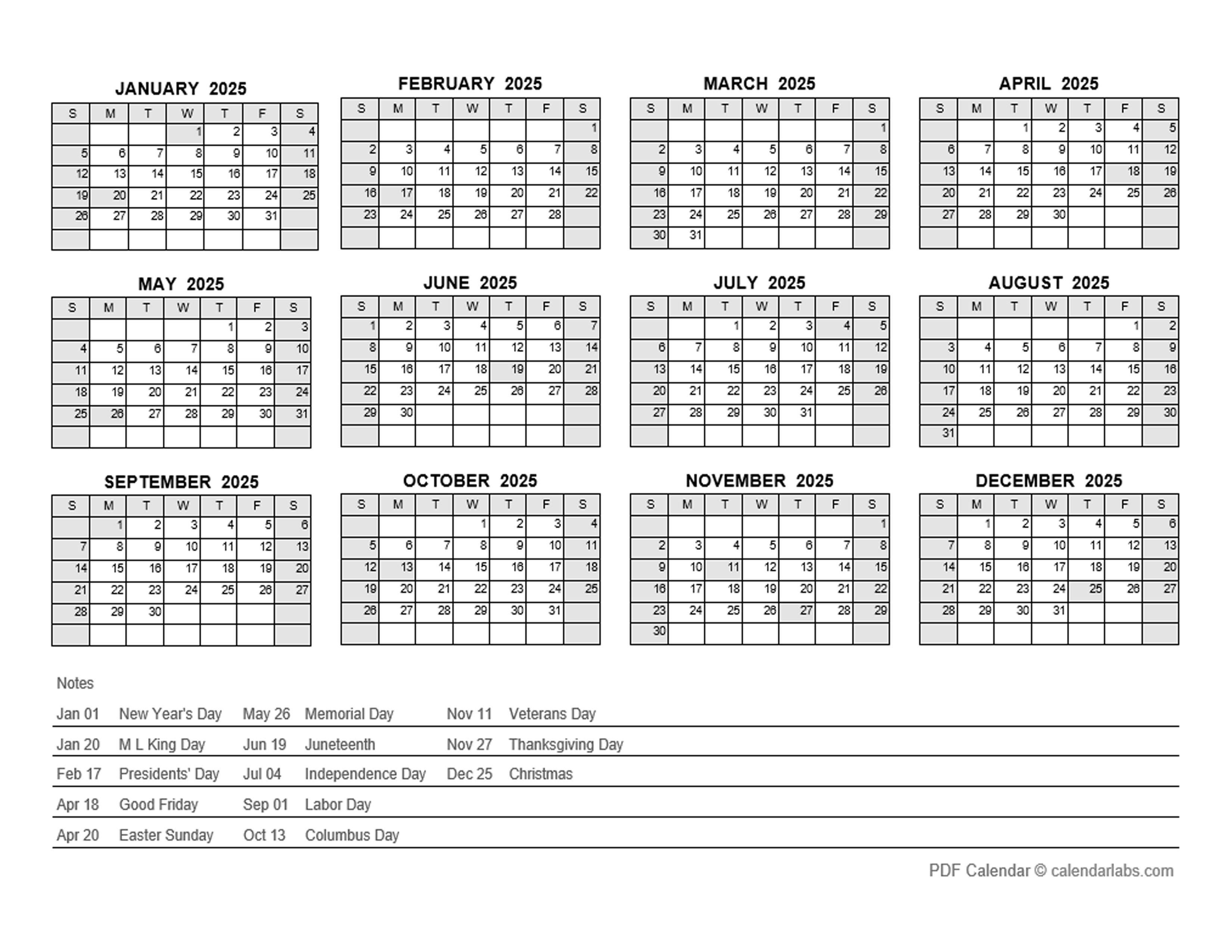 Pdf Calendar 2025 Template Taylor Casey